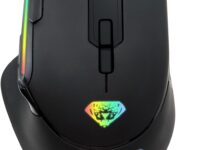 VEGCOO Wireless Gaming Mouse, Slient Gaming Mouse with Double Click & Back to Desktop Key, Rechargeable RGB Gamer Mouse with Side Buttons, Adjustable DPI Mouse for Laptop PC Mac (C42 Black)