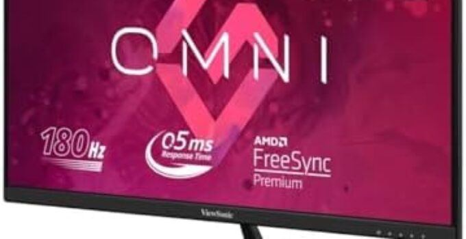 ViewSonic Omni VX2428 24 Inch Gaming Monitor 180hz 0.5ms 1080p IPS with FreeSync Premium, Frameless, HDMI, and DisplayPort, Black