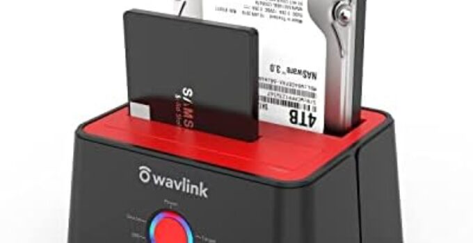 WAVLINK USB 3.0 to SATA I/II/III Dual-Bay External Hard Drive Docking Station for 2.5/3.5 Inch HDD/SSD with UASP (6Gbps), Support Offline Clone Duplicator and Auto Sleep Function [16TB X2 ]