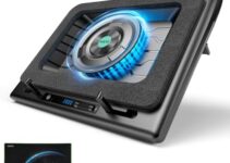 llano Gaming Laptop Cooling Pad, Laptop Cooler Stand with 5.5inch External Cooling Fan, Fast Cooling Computer Laptop 15-21in, Adjustable Speed, Touch Control, 3-Port USB A, a Mouse Pad Included