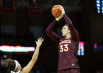 Virginia Tech coach Kenny Brooks fights back tears talking injury to 2-time ACC POY Elizabeth Kitley: ‘We’re praying for her’
