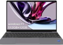 15.6″ Laptop, Expandable 1TB, 12GB RAM, 512GB SSD, with Intel N5095 High-Speed Performance, and Full HD Display, Dual-Band WiFi, 178° Open Angle, Dual Speakers