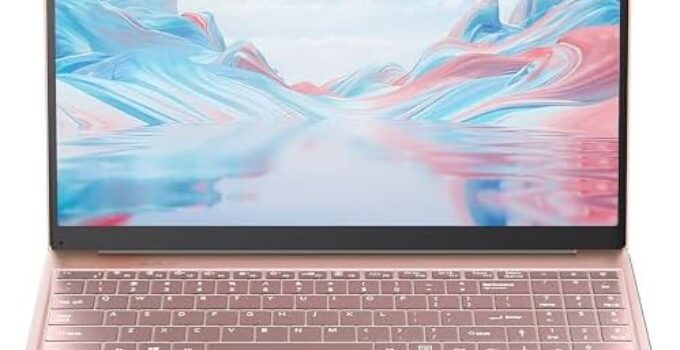 16″ Rose Gold Laptop, Win 11 Pro/Office 2019, Celeron N5105, 16GB RAM, 256GB SSD, FHD IPS Display, Backlit KB, Fingerprint Unlock, USB 3.0, HDMI, Perfect for Work, Play, and Creative Ventures!