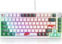 Fogruaden Wired 75% Percent Hot Swappable Mechanical Keyboard, Red Switch, TKL Mechanical Keyboard, Gasket Mount, RGB Backlit Compact Gaming Keyboard with Volume Knob(Forest)
