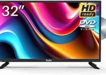 32-inch 60Hz 720P HD LED TV with Built-in DVD Player and V-Chip 3 HDMI USB Optical VGA Television and Monitor for Bedroom,Kitchen,Basement,RV Camper(2023 Model)