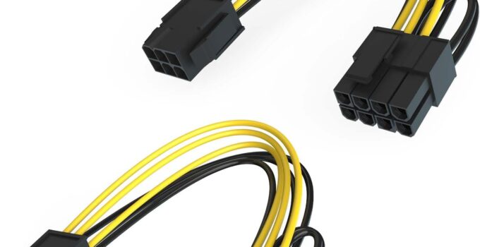 6 Pin to 8 Pin PCIe Adapter Power Cable – 8.6 Inches 2-Pack