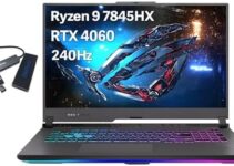 ASUS ROG Strix G17 17.3”QHD 240Hz Gaming Laptop, AMD Ryzen 9-7845HX, 64GB DDR5, 4TB PCIe SSD, RGB Backlit Keyboard, GeForce RTX 4060, Wi-Fi 6E, Win 11 Home, Gray, 128GB Hotface Extension Set