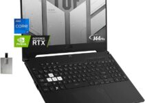 ASUS TUF Dash 15.6" 144Hz Gaming Laptop, Intel 12th Core i7-12650H, 40GB DDR5 RAM, 2TB PCIe SSD, NVIDIA GeForce RTX 3070 Graphics, Backlit Keyboard, Win 11 Pro, Black, 32GB USB Card