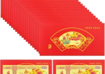Acewen 12Pcs 2024 Chinese New Year Dragon Red Envelopes with 12Pcs Commemorative Notes Gold Cards and 12 Pcs Gift Cards Hong Bao Money Bags Pockets for Good Meaning Best Wishes Supplies