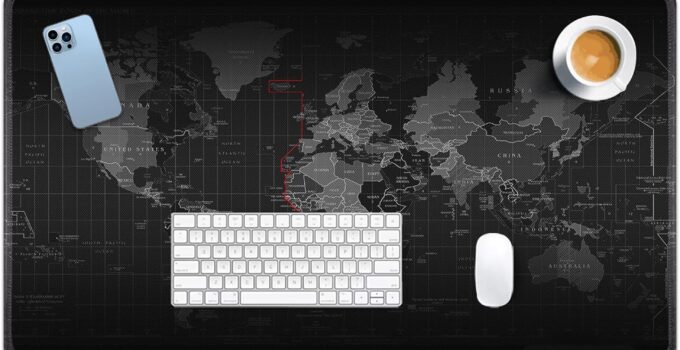Arttown Desk Mat, World Map Mouse Pad Set with Wrist Support, 4-in-1 Large Mousepad+Keyboard Wrist Rest+Mouse Wrist Rest+Coaster with Ergonomic Design, Non-Slip Mat for Office, Home Decor