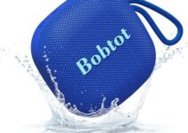 Bobtot Portable Speaker Wireless Bluetooth Speakers – Waterproof Speakers with 16 Hours of Playtime, Loud Stereo Sound, Built-in Mic, TWS, Mini Outdoor Speaker with Carry Lanyard, Blue