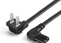 CableCreation 3 Feet 18 AWG Angled 2-Slot Non-Polarized Angle Power Cord (IEC320 C7 to Nema 1-15P), 0.915M / Black