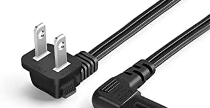 CableCreation 3 Feet 18 AWG Angled 2-Slot Non-Polarized Angle Power Cord (IEC320 C7 to Nema 1-15P), 0.915M / Black