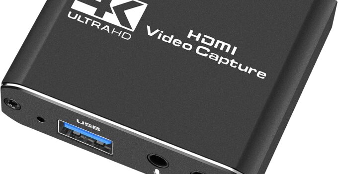 Capture Card, Audio Video Capture Card with Microphone 4K HDMI Loop-Out, 1080p 60fps Video Recorder for Gaming/Live Streaming/Video Conference, Works for Nintendo Switch/PS4/OBS/Camera/PC