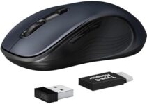 Deeliva Wireless Mouse, Computer Mouse Wireless 2.4G USB Cordless Mouse with 3 Adjustable DPI, 6 Buttons, Ergonomic Portable Silent Mice with Type-C Adapter for Laptop PC Computer Mac (Gray)