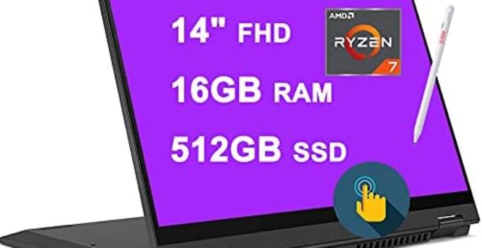 Flex 5 2 in 1 Laptop 14″ FHD IPS Touchscreen Display AMD 8-Core Ryzen 7 4700U (Beats i7-10510U) 16GB RAM 512GB SSD Fingerprint Backlit KB USB-C HDMI Dolby Win10 + Pen