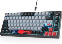 Fogruaden Wired 75% Percent Mechanical Keyboard Hot Swappable, Gasket Mount Keyboard with Red Switch, RGB Backlit 82 Keys TKL Mechanical Keyboard, NKRO Compact Gaming Keyboard with Knob (Dolch)
