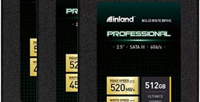 Inland Professional 3 Pack 512GB SSD SATA III 6Gb/s 2.5″ 7mm TLC 3D NAND Internal Solid State Drive (3x512GB)