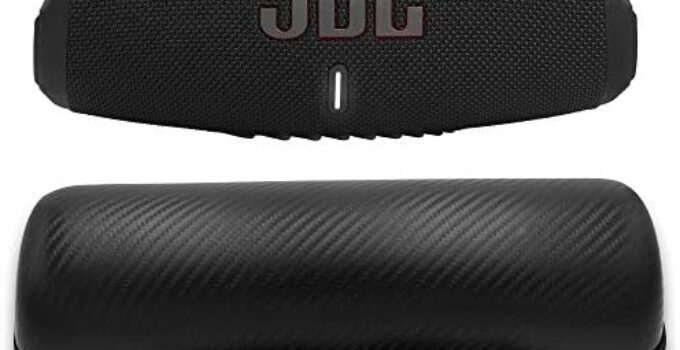 JBL Charge 5 Waterproof Portable Speaker with Built-in Powerbank and gSport Carbon Fiber Case (Black)