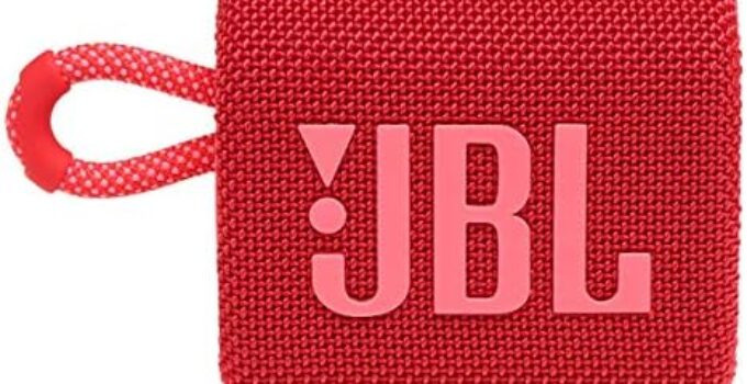 JBL Go 3: Portable Speaker with Bluetooth, Built-in Battery, Waterproof and Dustproof Feature – Red (JBLGO3REDAM)