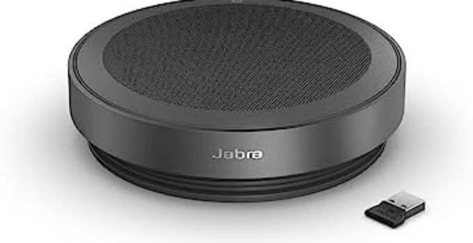 Jabra Speak2 75 Wireless Bluetooth Speakerphone – 4 Noise-Cancelling Mics, Full-Range 65mm Portable Speaker and USB-A Bluetooth Adapter – Certified for Zoom and Google Meet – Dark Grey