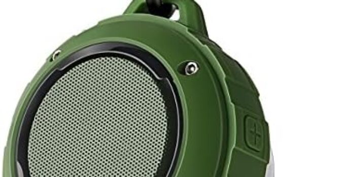 Kunodi Outdoor Waterproof Bluetooth Speaker, Wireless Portable Mini Travel Speaker with Subwoofer, Enhanced Bass, Built in Mic for Sports, Pool, Beach, Hiking, Camping (Green)