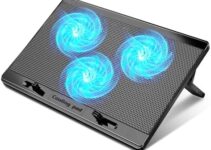 LIANGSTAR Laptop Cooling Pad Gaming Laptop Cooler, Laptop Stand with 3 Cooling Quiet Fans for 15-17.3 Inch, Cooling Fans with 7 Heights Adjustable, Switch Control Fan Speed, 2 USB Ports & Large Mesh