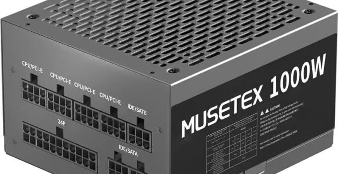MUSETEX Power Supply 1000W, Full Modular PC Power Supply, Multi Connectors ATX Computer Power Supplies, 140mm Ultra Quiet Cooling Fan, PC PSU, Black (MU1000)