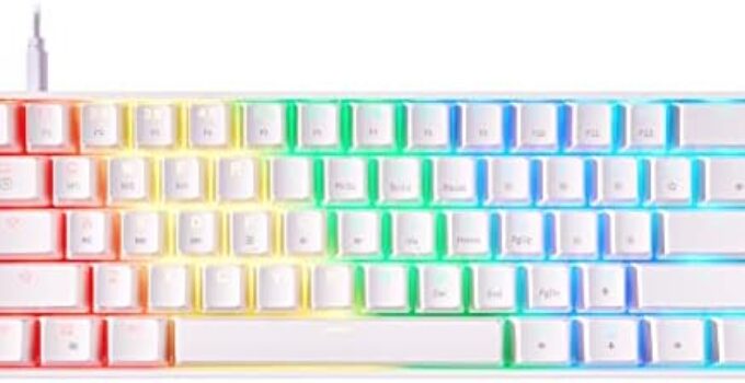 MZ60 Luna Mechanical Gaming Keyboard | 60% Keyboard 62 Key ANSI US Layout | RGB LED Backlit | Anti Ghosting NKRO | Progammable Macro Keys | Hotswap Gateron Optical Blue Switches | White