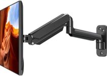 Monitor Wall Mount Fits 17-32 Inch Flat/Curved Computer Screens, Single Monitor Wall Arm Holds up to 19.8lbs, Height Adjustable Gas Spring Wall Monitor Stand Tilt, VESA Mount 75×75/100×100