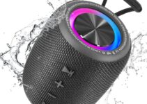Portable Bluetooth Speaker, BT5.3 Wireless Speaker 20W Bass Diaphragms with Multi LED Light Dynamic Modes, IPX6 Waterproof 16H Playtime supports FM Mode, TF, USB for Home, Cycling, Outdoor, Beach