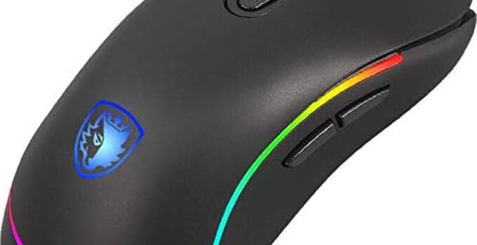 RGB Gaming Mouse, SADES Revoluer Wired Mouse with 9 Programmable Buttons, 6 DPI Adjustable Levels, Comfortable Grip Ergonomic Optical Sensor PC Computer Gaming Mice
