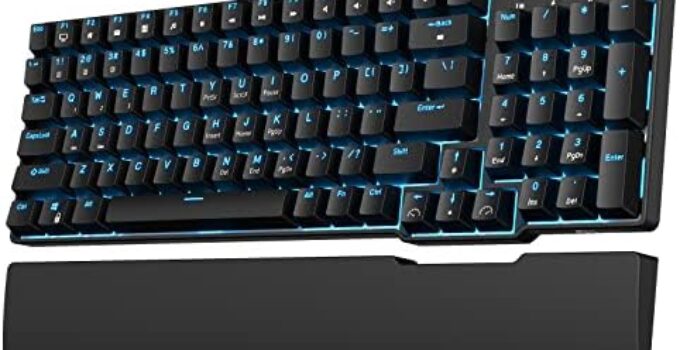 RK ROYAL KLUDGE RK96 90% Triple Mode BT5.0/2.4G/USB-C Hot Swappable Mechanical Keyboard with Magnetic Wrist Rest, 96 Keys Wireless Gaming Keyboard with Software, Blue Backlight