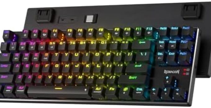 Redragon K556 PRO TKL Wireless RGB Gaming Keyboard, 80% 87 Keys BT/2.4Ghz Tri-Mode Aluminum Mechanical Keyboard w/Mac Function Keys, Hot-Swap Sockets & Noise Absorbing Form, Red Switch