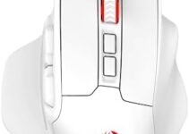 Redragon M806 Bullseye Gaming Mouse, 7 Programmable Buttons Wired RGB Gamer Mouse w/Ergonomic Natural Grip Build, Software Supports DIY Keybinds & Backlit, White