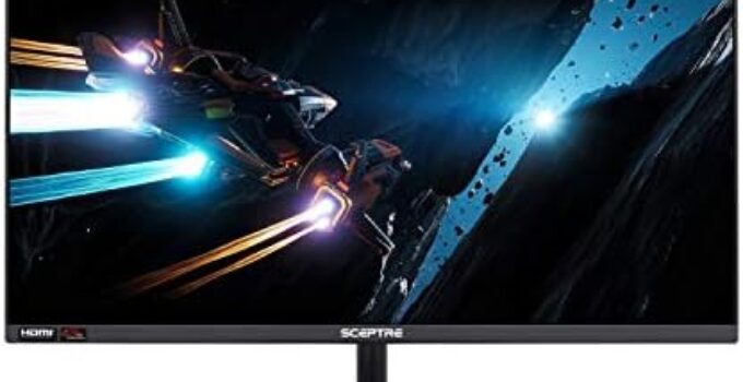 Sceptre 24″ 75Hz Full HD 1080P LED Monitor HDMI VGA Build In Speakers, Brushed Black 2019 (E248W-19203RS)