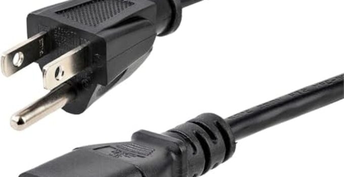 StarTech.com 12ft (3.6m) Computer Power Cord, NEMA 5-15P to C13, 10A 125V, 18AWG, Black Replacement AC Power Cord, Printer Power Cord, PC Power Supply Cable, Monitor Power Cable – UL Listed (PXT10112)
