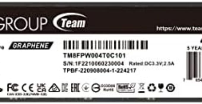TEAMGROUP MP44 4TB SLC Cache Gen 4×4 M.2 2280 PCIe 4.0 with NVMe Laptop & Desktop & NUC & NAS SSD Solid State Drive (R/W Speed up to 7,400/6,900MB/s) TM8FPW004T0C101