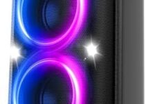 TPBEAT Portable Bluetooth Party Speaker: 160W Peak Powerful Loud Sound Deep Bass Wireless Boombox Large Subwoofer 15 Hours Battery Life Fast Charging with Led Light Show for Outdoor Camping Backyard