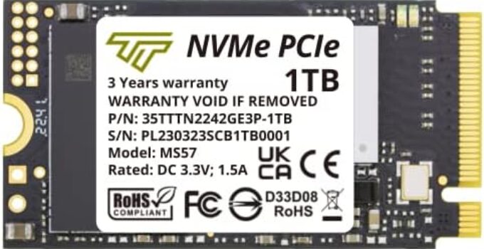 Timetec 1TB M.2 2242 SSD NVMe PCIe Gen3x4 3D NAND TLC Read/Write Speed Up to 2,100/1,600 MB/s Compatible with Lenovo Thinkpad E15 / ThinkPad 11e Yoga Gen 6, Laptop and Desktop