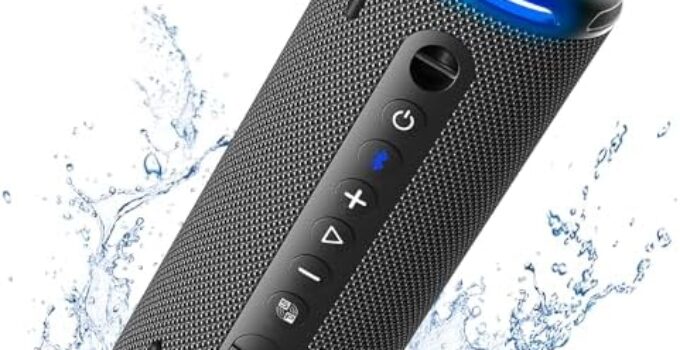 Tronsmart T7 Lite 24W Portable Bluetooth Speaker, Enhanced Bass, Rainbow Light Show, 24H Playtime, IPX7 Waterproof, Wireless Stereo Pairing, Bluetooth 5.3, for Home Outdoor Travel (Black)