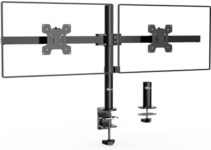 WALI Dual Monitor Mount, Monitor Stand for 2 Monitors Each Up to 32inch, Dual Monitor Stand for Desk Per Monitor Arm Holds 22lbs, Fully Adjustable Designed for Home, Office, School (M002-32), Black
