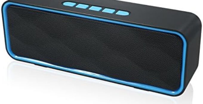 Wireless Bluetooth Speaker with AUX/USB/TF Card Slot,Outdoor Portable Stereo Speaker with HD Audio,Enhanced Bass, Dual-Driver,Handsfree Calling, FM Radio Speaker for Travel,Party (Blue)