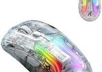 Wireless Gaming Mouse Bluetooth Dual Mode Transparent Clear RGB Lighting Mechanical Ergonomic Rechargeable Silent Quiet Gaming Mice for PC Laptop Computer Macbook Air/Pro Tablet PS4 PS5 Xbox Steam