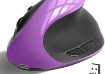 cvavot Wireless Mouse  Ergonomic Mouse Vertical Mouse Right Handed Small Mouse with USB Receiver, 2.4GHz 6 Buttons Adjustable DPI 800/1200/1600 for PC,Laptop,etc（Purple）