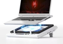 llano Gaming Laptop Cooling Pad, Laptop Cooler Stand with 5.5in External Cooling Fan, Fast Cooling Computer Laptop 15-21in, Adjustable Speed, Touch Control, 3-Port USB A, Upgraded Version Ivory White