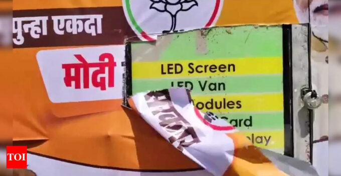 BJP North East Mumbai Lok Sabha candidate Mihir Kotecha’s prachar rath vandalised