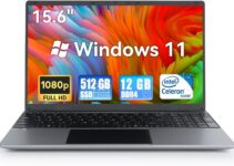 15.6” Laptop 12GB DDR4 512GB SSD, Quad-Core Intel Celeron N5095 Processors Laptop Computer, 1080P IPS FHD Display Laptop Computer,Numeric Keypad USB 3.0, Bluetooth 4.2, 2.4/5G WiFi