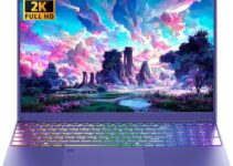 16″ Purple Gaming Laptop 12G LPDDR5 RAM 256GB NVMe SSD Alder Lake N95 CP, 2K FHD(1920 * 1200) IPS Screen/Color Backlit KB/Fingerprint/Windows 11 PC for Game Work Study