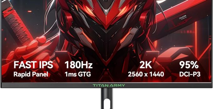 27 Inch Gaming Monitor, Fast IPS QHD 2560 x 1440p, 180Hz 1ms GTG Vertical Monitor, Adaptive Sync, 95% DCI-P3, Height Pivot Stand, Eye Care, VESA, HDMI 2.1 144Hz, DisplayPort 1.4, P27A2R